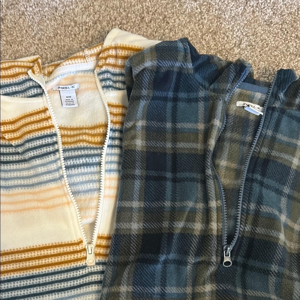 2 O'Neill Women’s Plaid and Striped Sweater Set - Blue and Orange